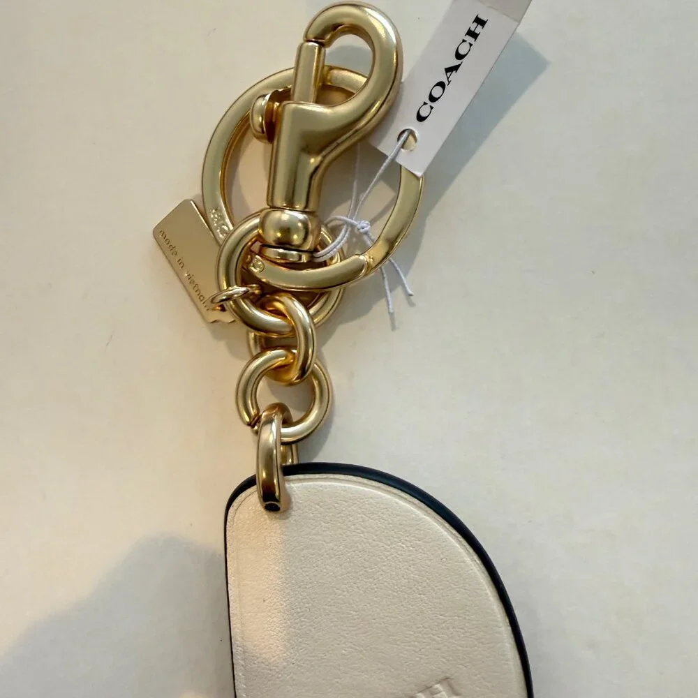 COACH orange, gold, SNAP VALET KEY FOB/ RING/ BAG CHARM, leather - Picture 3 of 10